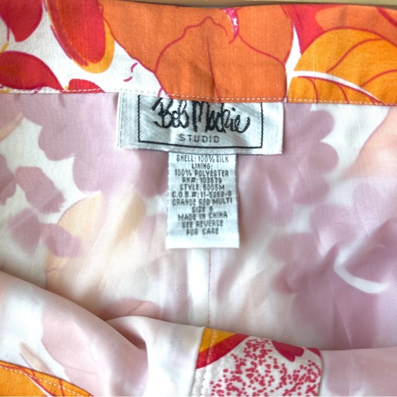 Bob Mackie Art Colorful Orange Red Floral Silk High Rise Cropped Pants Women’s 6 - Picture 2 of 6